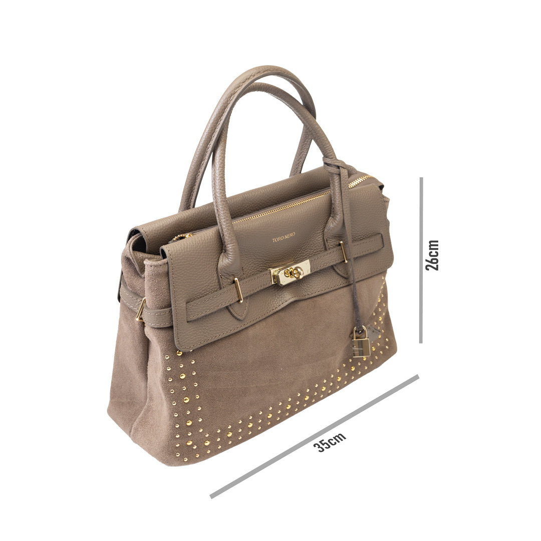 Borsa da donna in vera pelle color talpa Mira