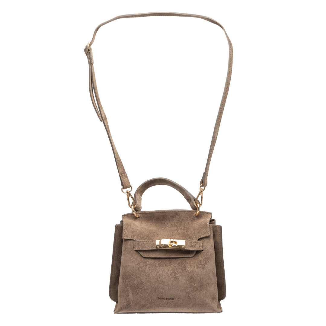 Borsa da donna in vera pelle color tortora Renata