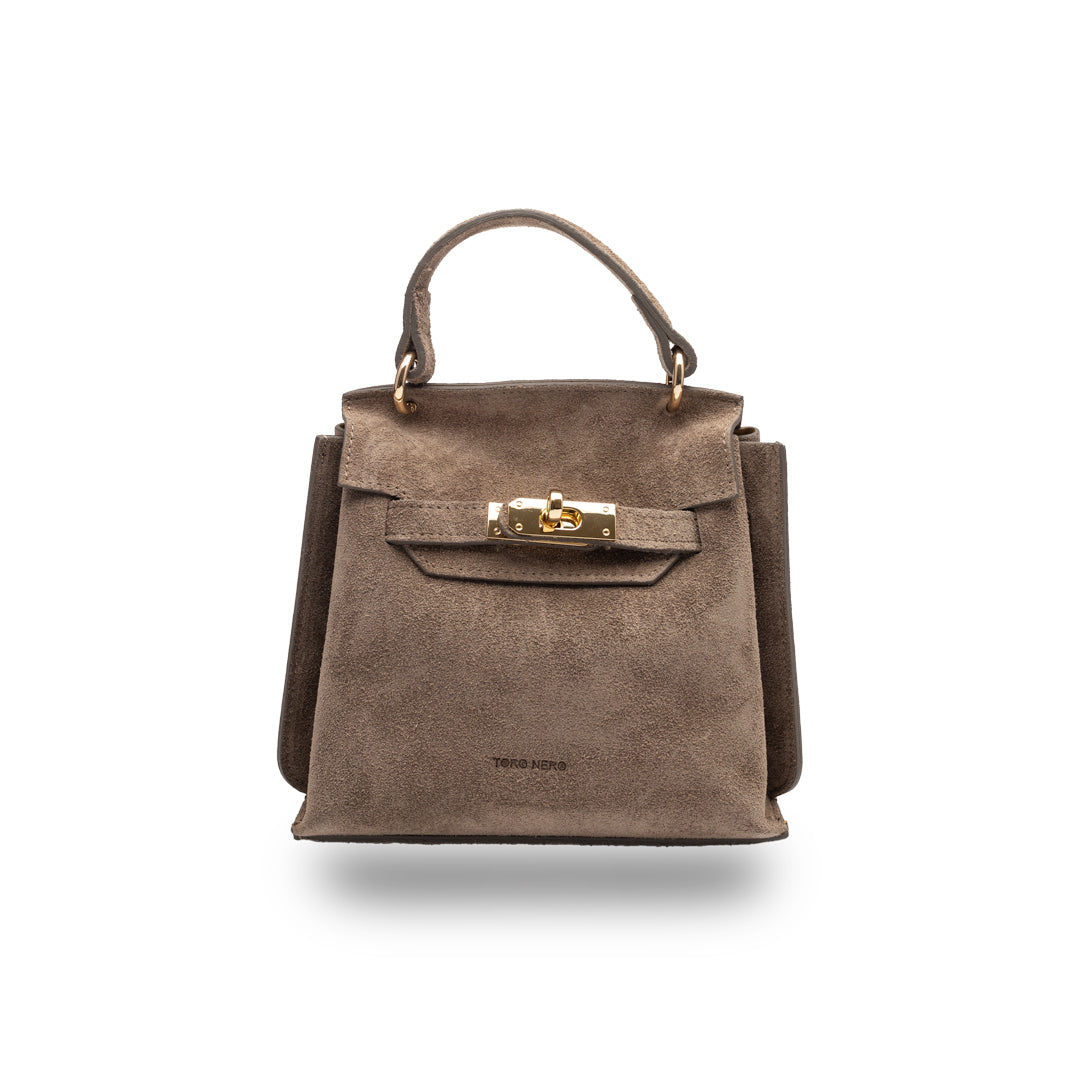 Borsa da donna in vera pelle color tortora Renata