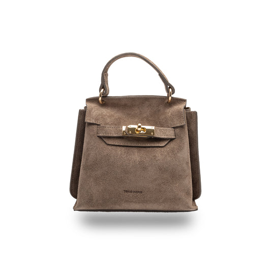 Borsa da donna in vera pelle color tortora Renata