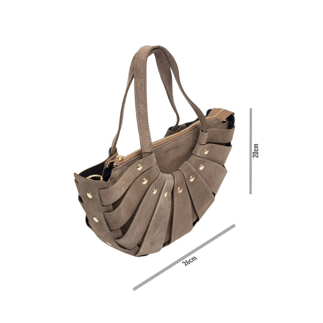 Borsa da donna in pelle naturale tortora Ruth