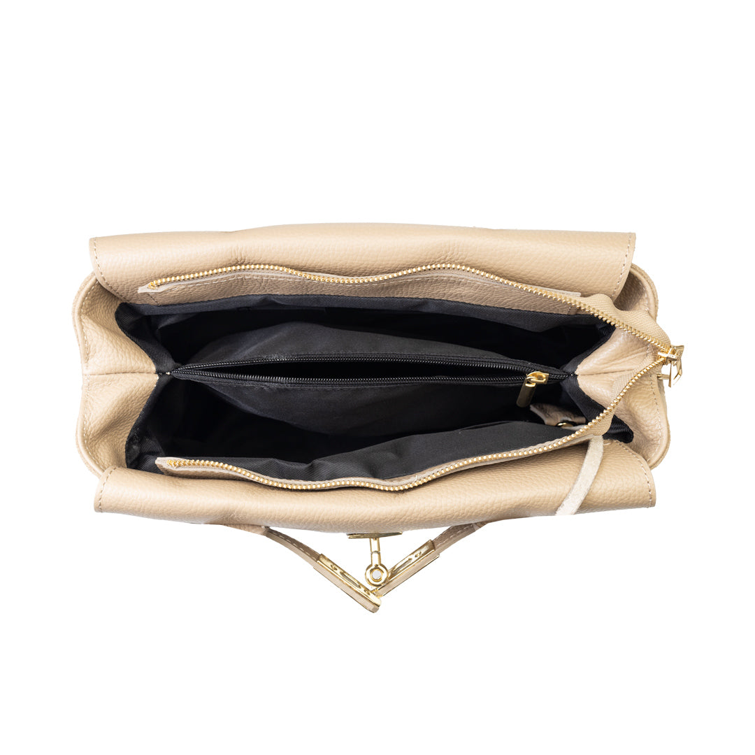 Borsa da donna in vera pelle color tortora chiaro Mira