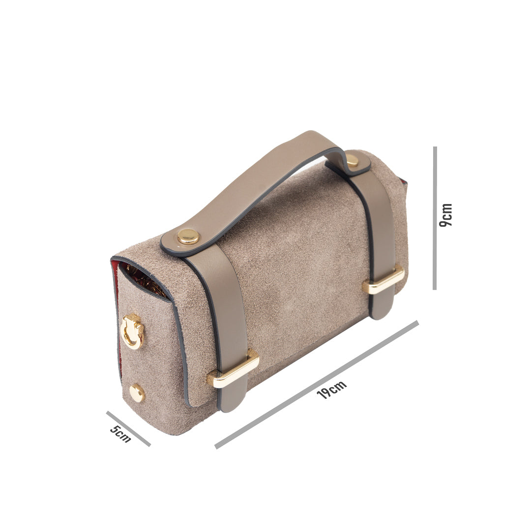 Borsa da donna in vera pelle taupe-scamosciata Natalia