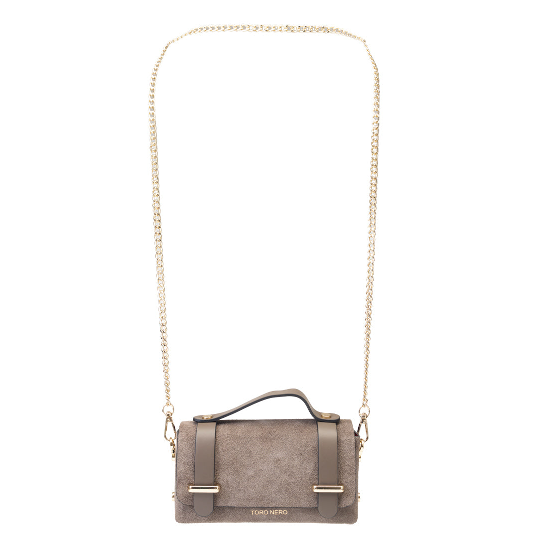 Borsa da donna in vera pelle taupe-scamosciata Natalia