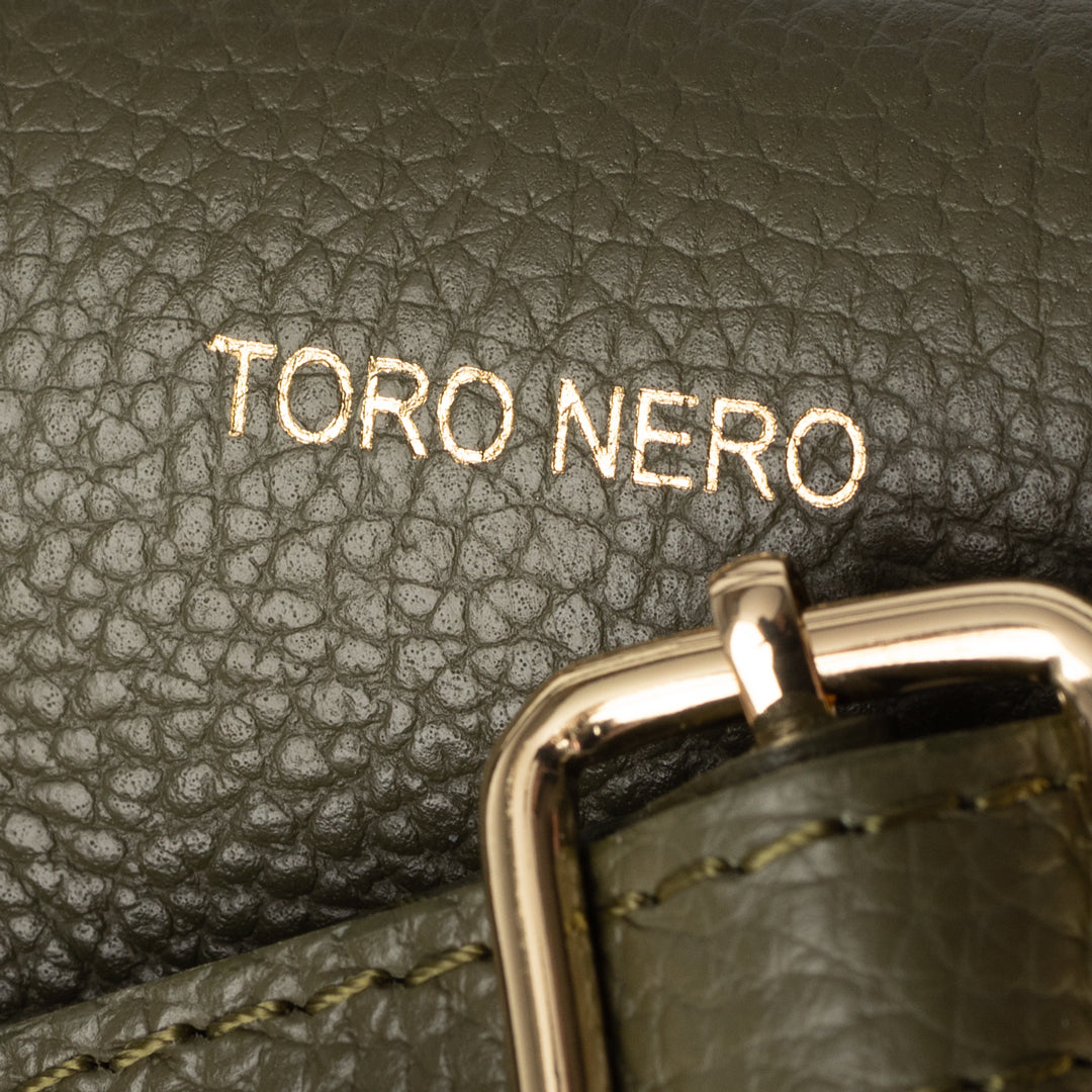 Borsa da donna in pelle vera verde militare Mira