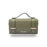 Borsa da donna in vera pelle verde militare Natalia