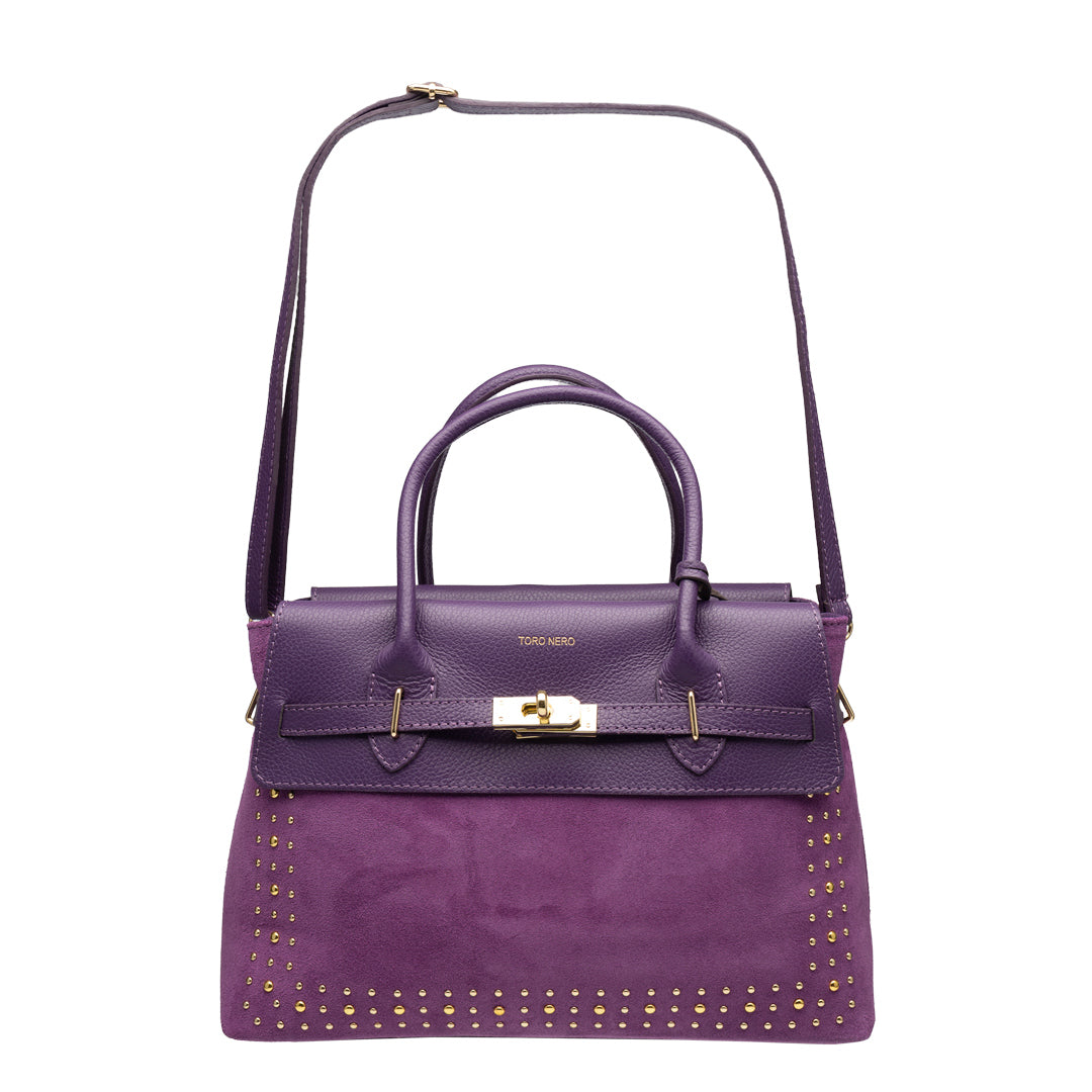 Borsa da donna in vera pelle viola Mira