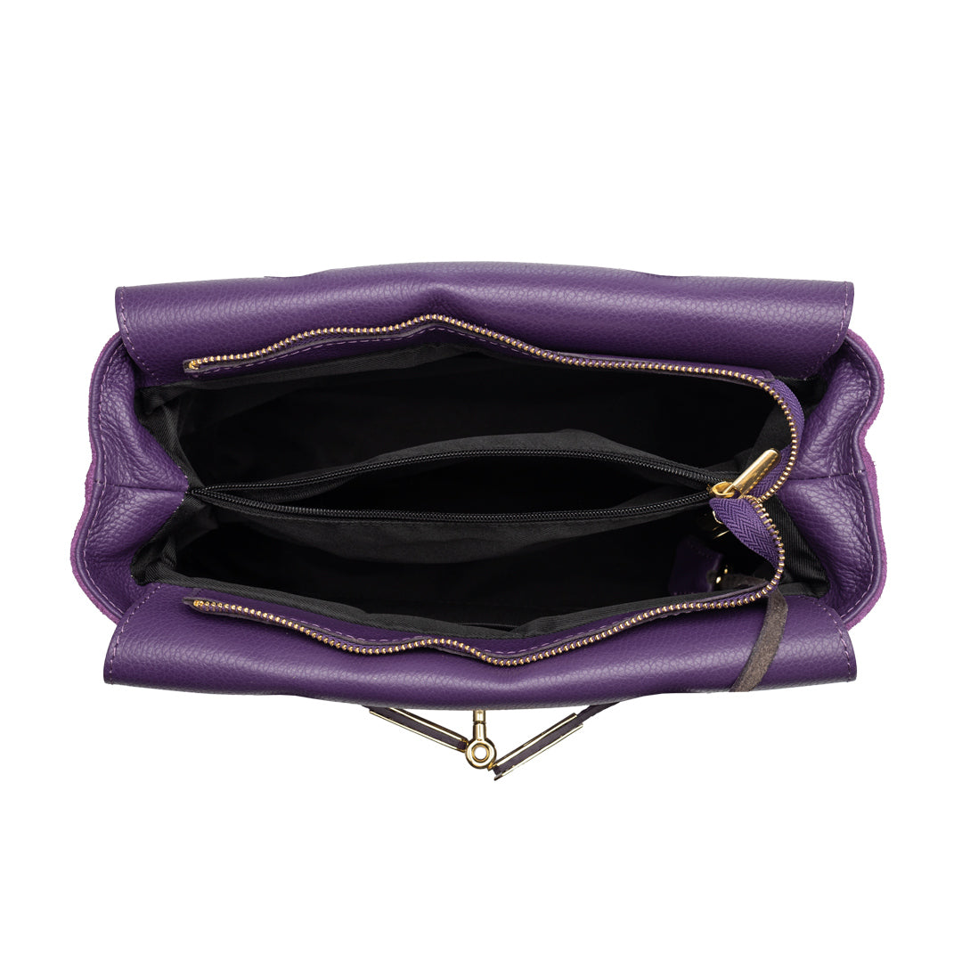 Borsa da donna in vera pelle viola Mira