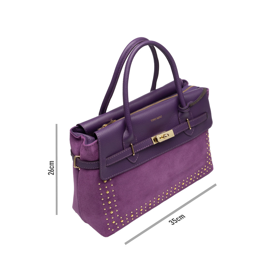 Borsa da donna in vera pelle viola Mira