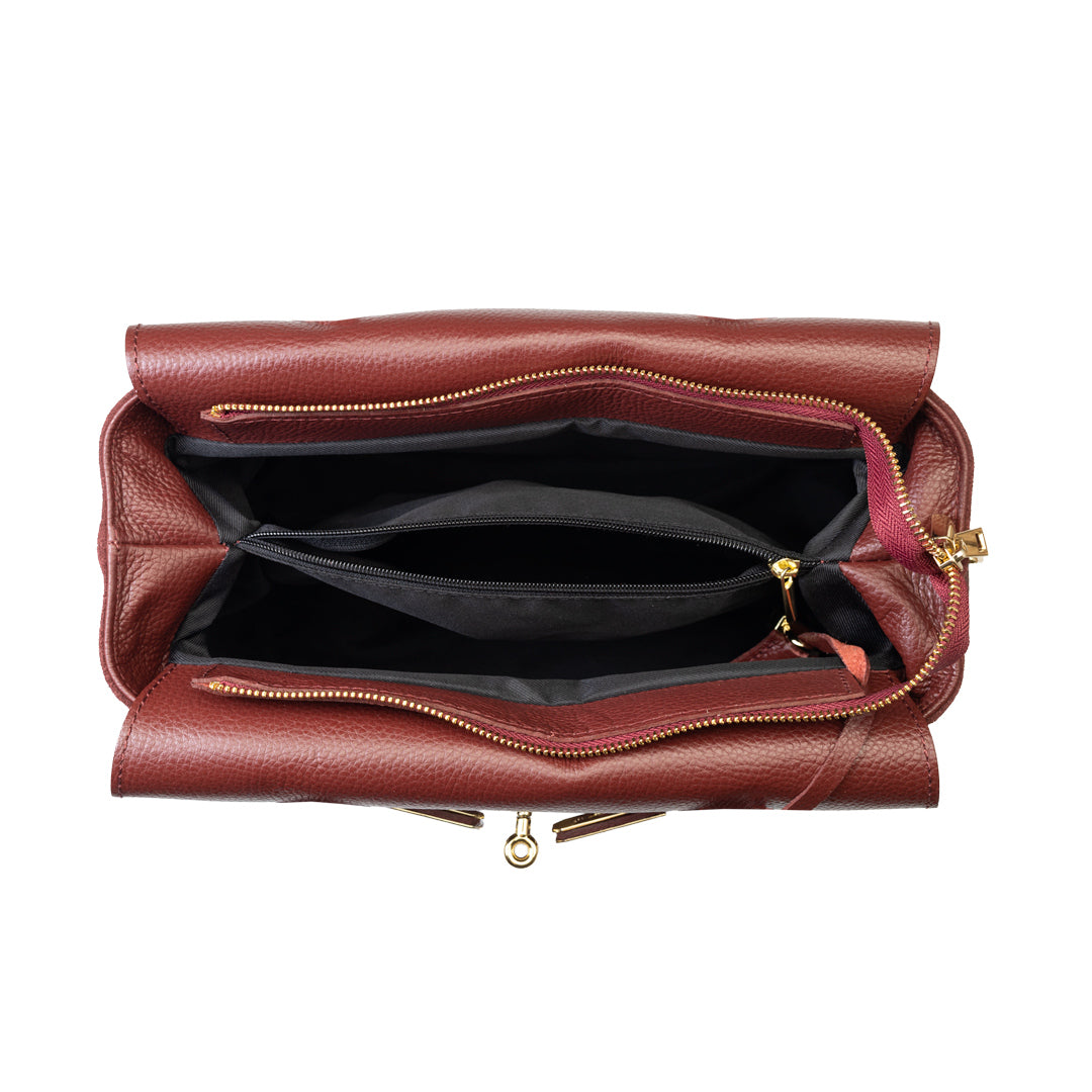 Borsa da donna in vera pelle bordeaux Mira