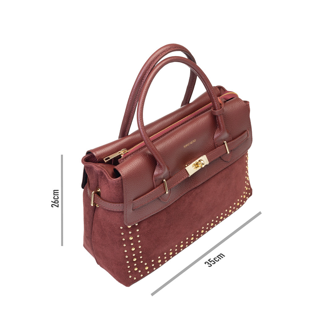 Borsa da donna in vera pelle bordeaux Mira