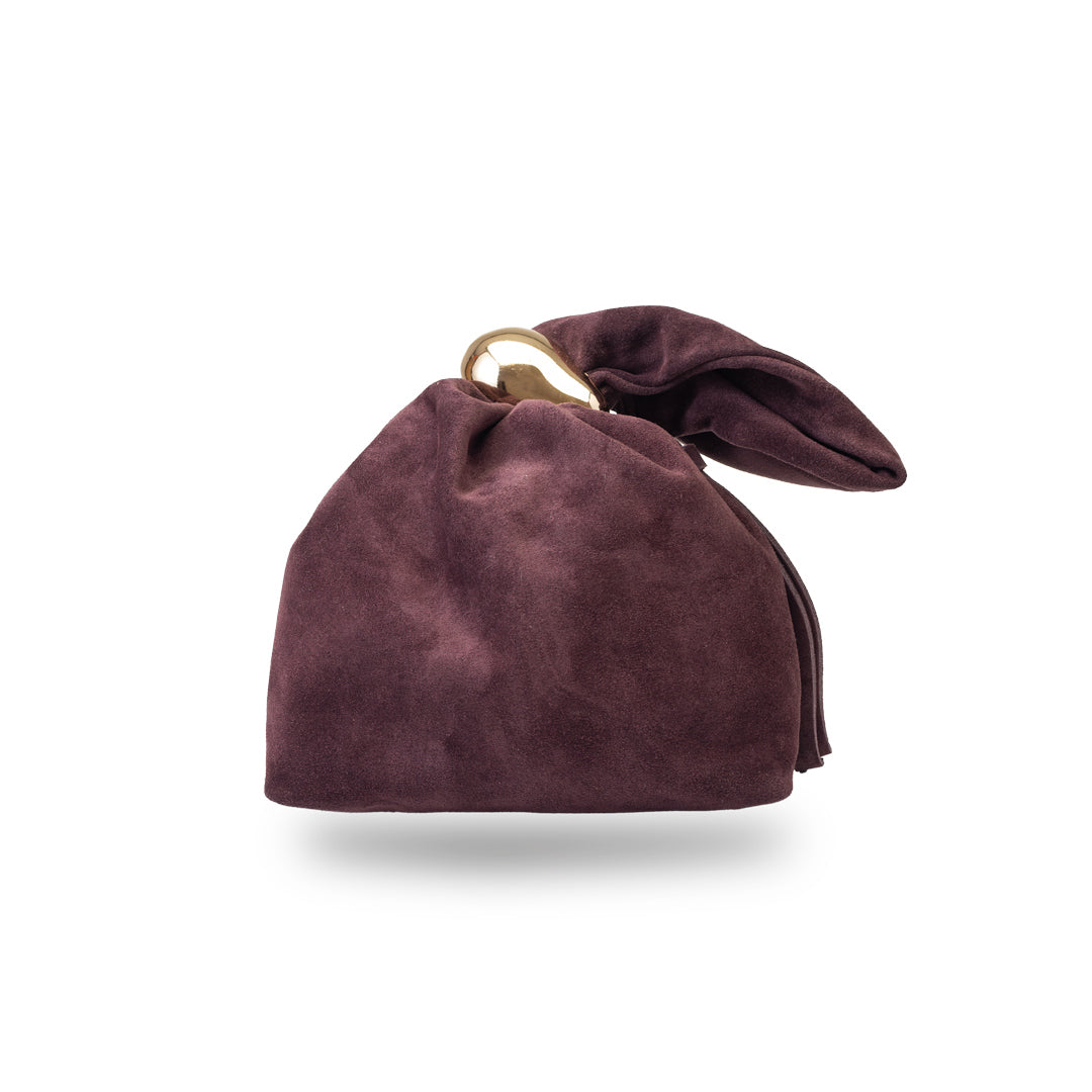Borsa da donna in pelle scamosciata naturale, bordeaux Eliza