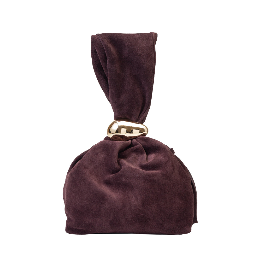 Borsa da donna in pelle scamosciata naturale, bordeaux Eliza