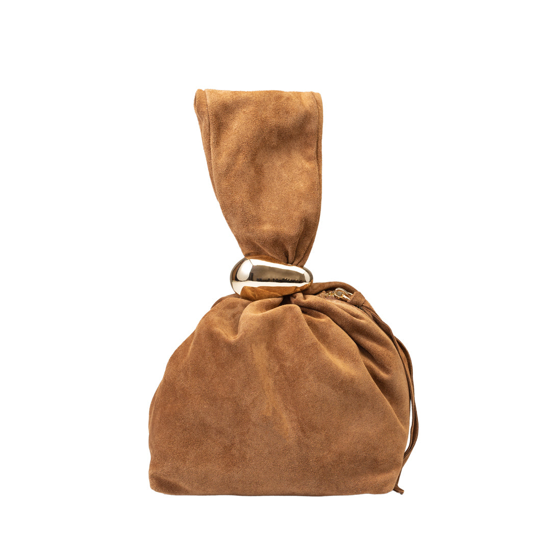 Borsa da donna in pelle scamosciata naturale, marrone Eliza