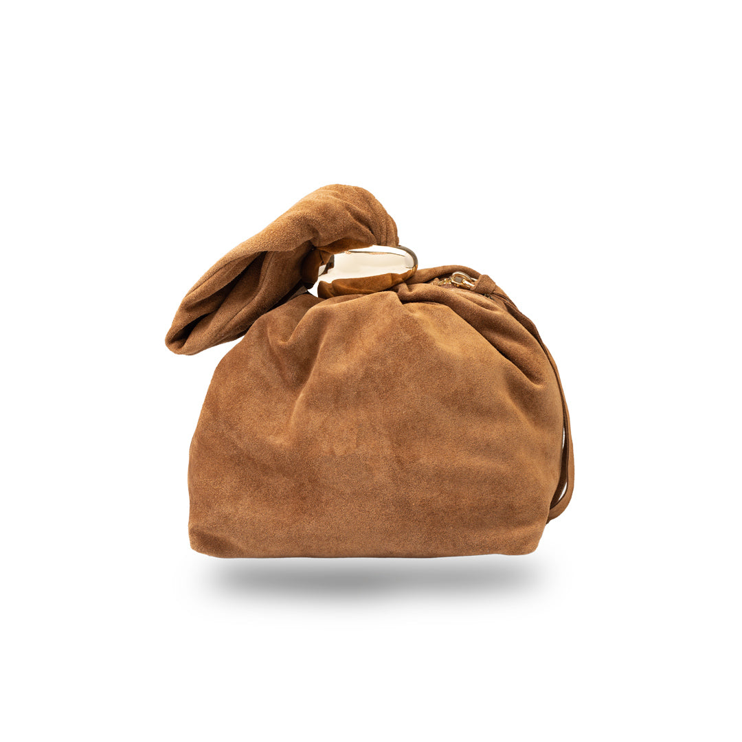 Borsa da donna in pelle scamosciata naturale, marrone Eliza