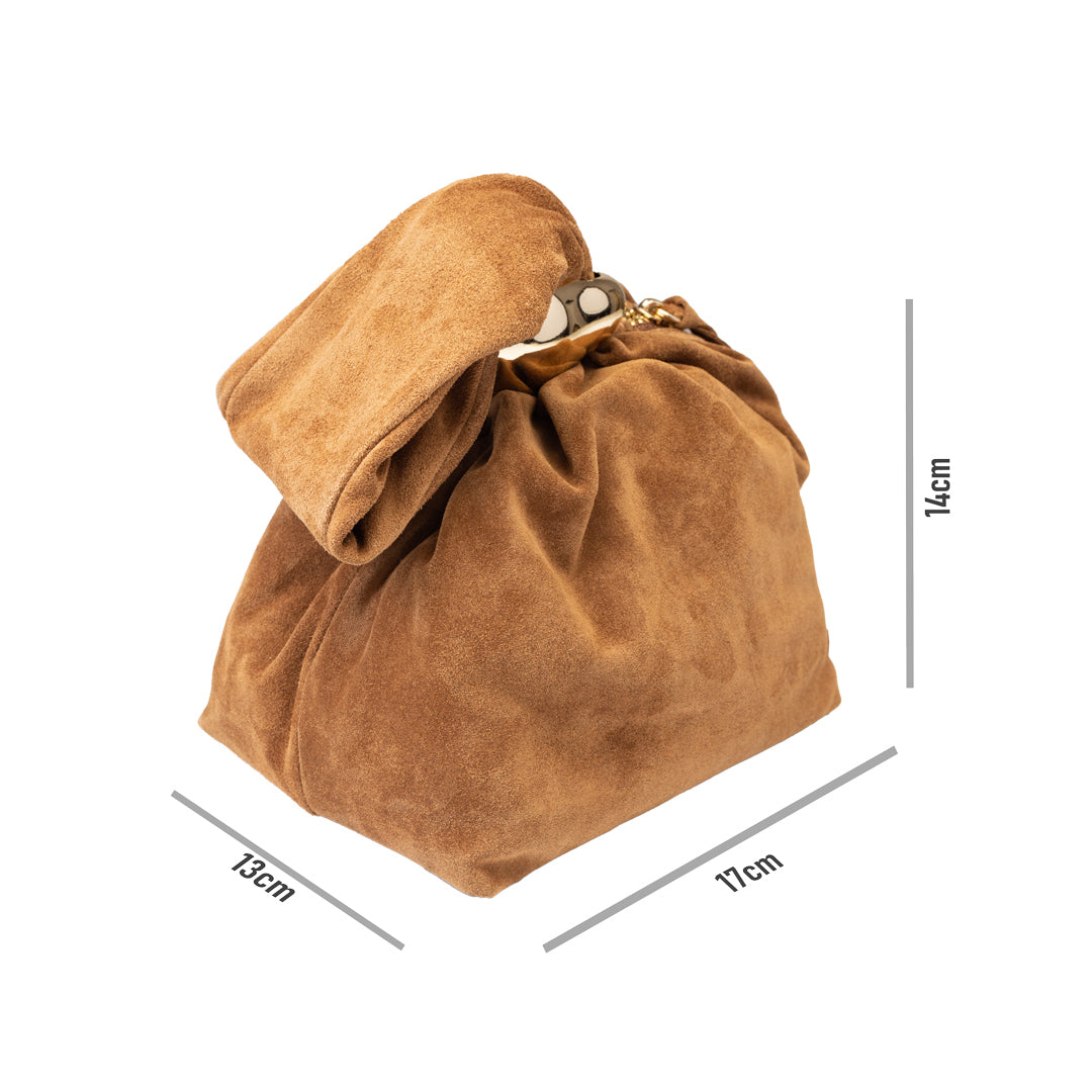 Borsa da donna in pelle scamosciata naturale, marrone Eliza