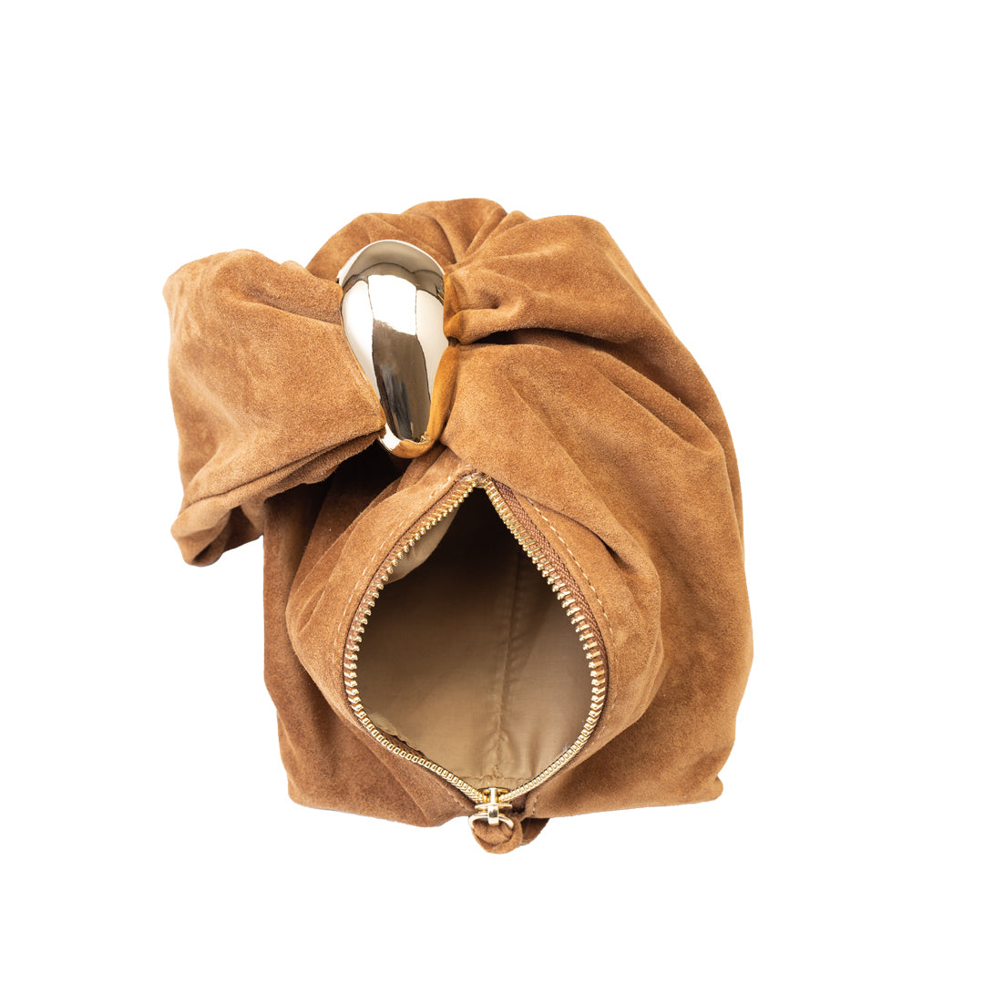 Borsa da donna in pelle scamosciata naturale, marrone Eliza