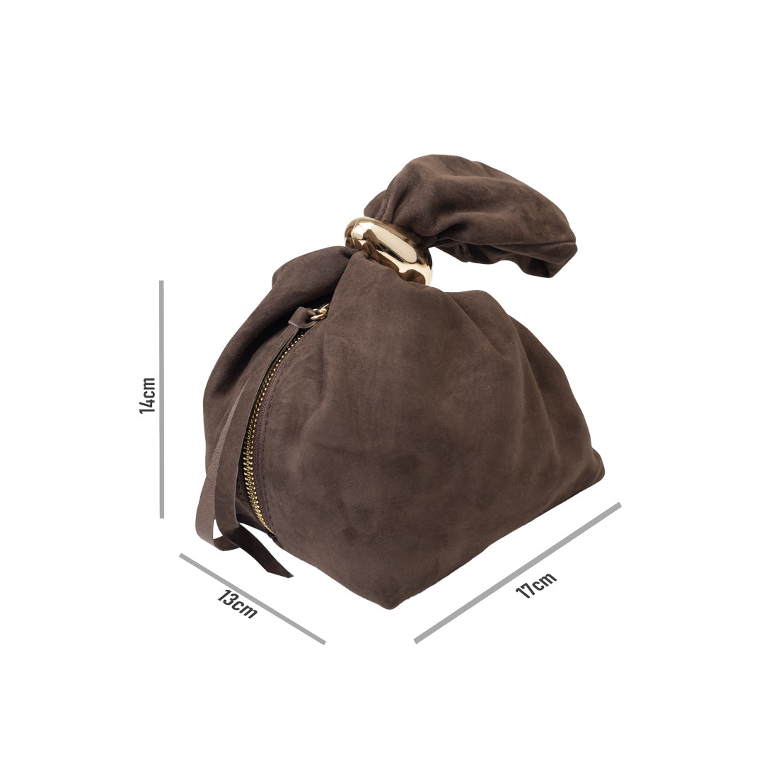 Borsa da donna in pelle scamosciata naturale, marrone scuro Eliza