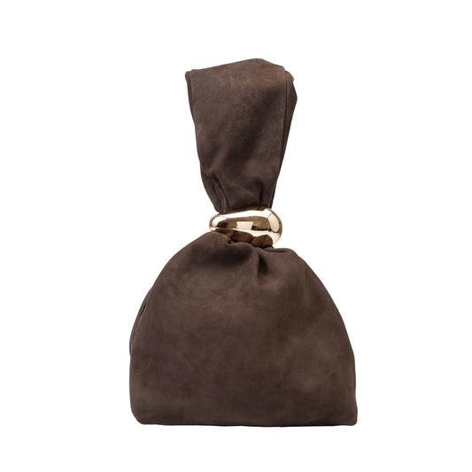 Borsa da donna in pelle scamosciata naturale, marrone scuro Eliza