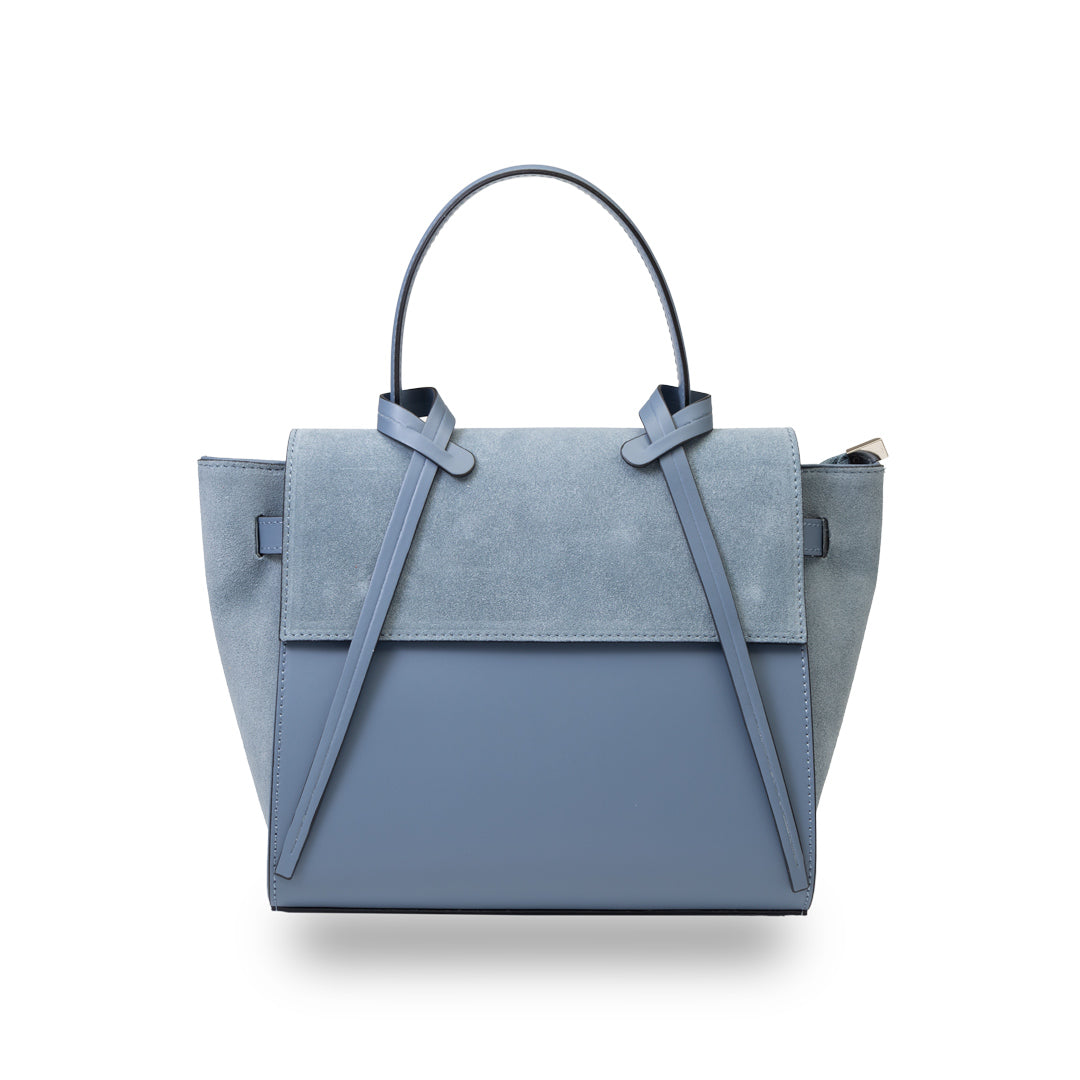 Borsa da donna in pelle scamosciata naturale azzurra Erika