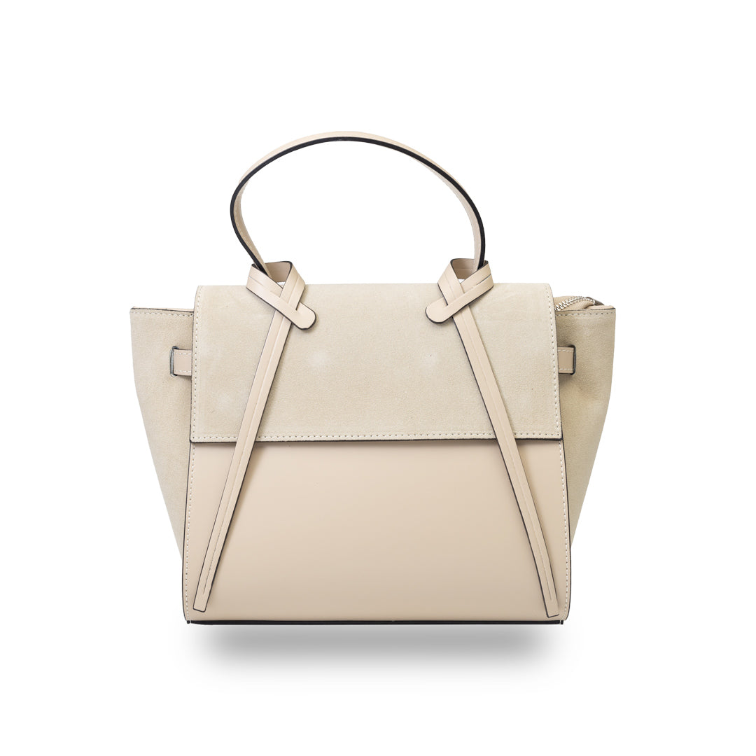 Borsa da donna in pelle scamosciata naturale beige Erika