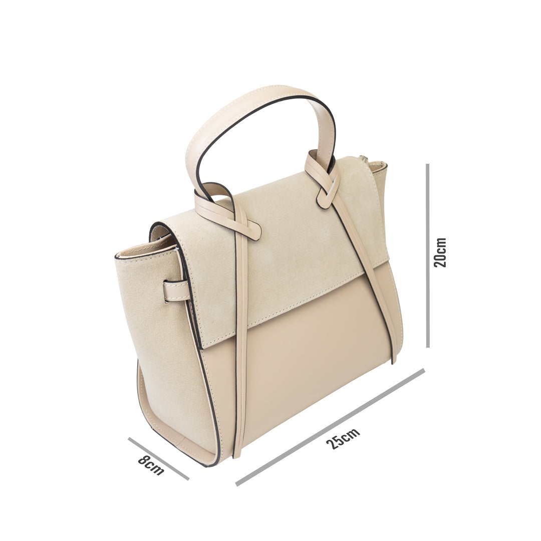 Borsa da donna in pelle scamosciata naturale beige Erika