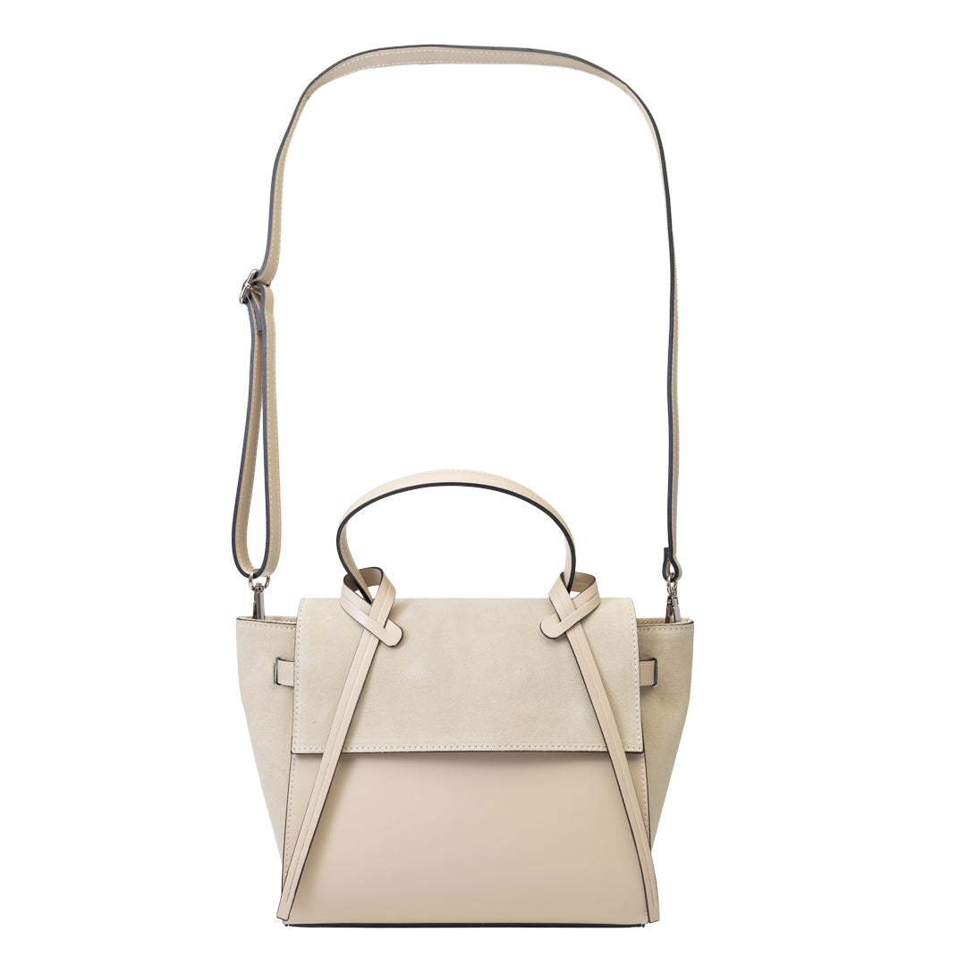 Borsa da donna in pelle scamosciata naturale beige Erika