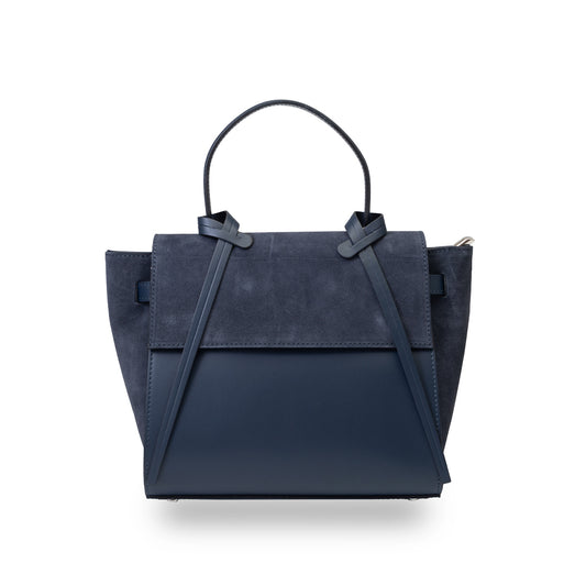 Borsa da donna in pelle scamosciata naturale blu scuro Erika