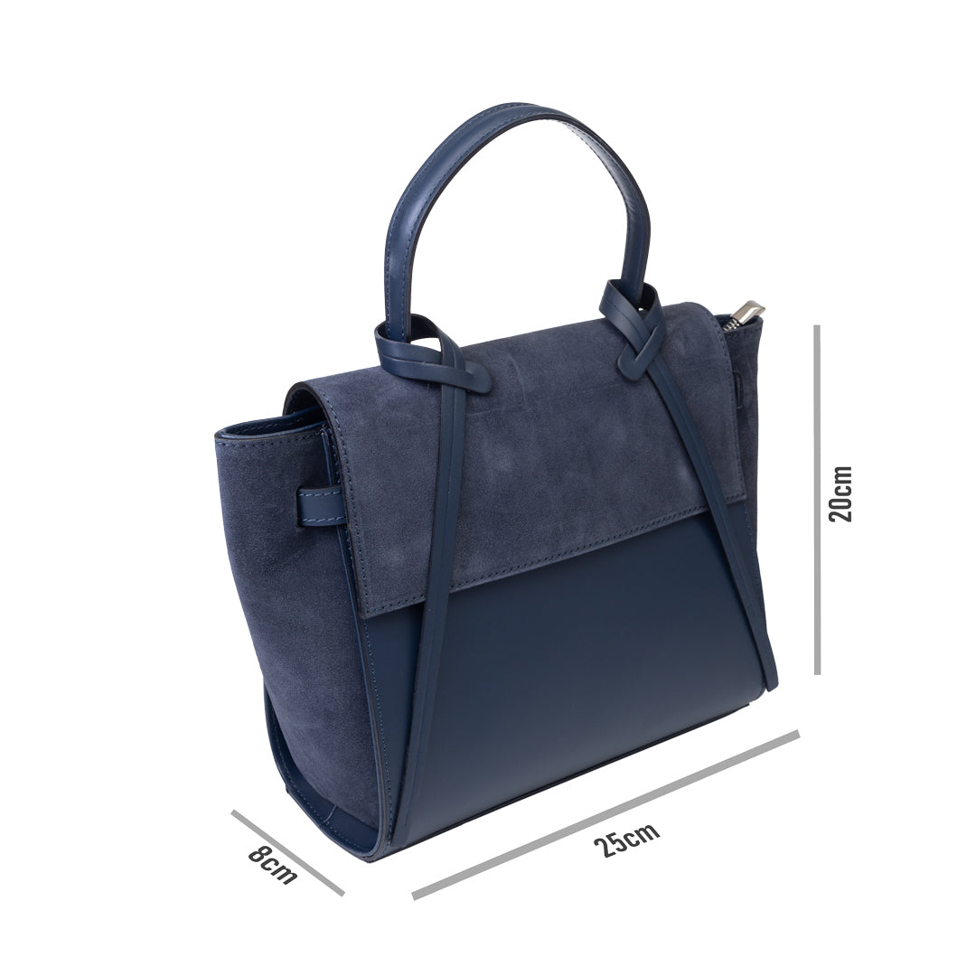 Borsa da donna in pelle scamosciata naturale blu scuro Erika