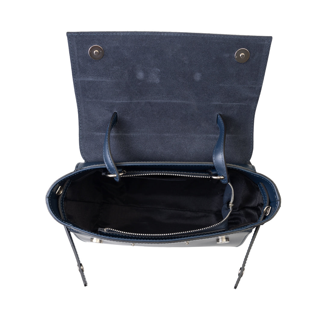 Borsa da donna in pelle scamosciata naturale blu scuro Erika