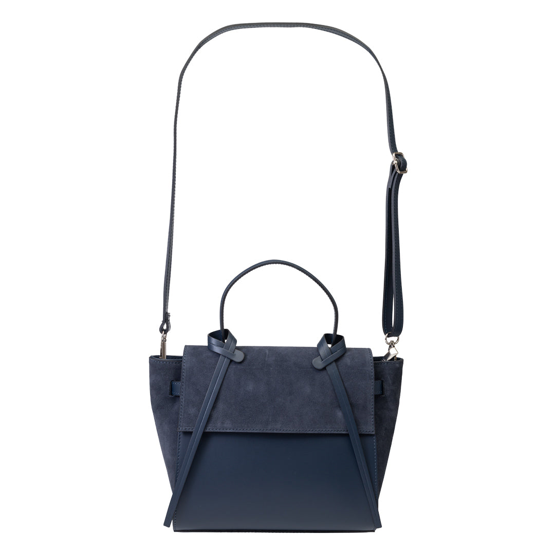 Borsa da donna in pelle scamosciata naturale blu scuro Erika