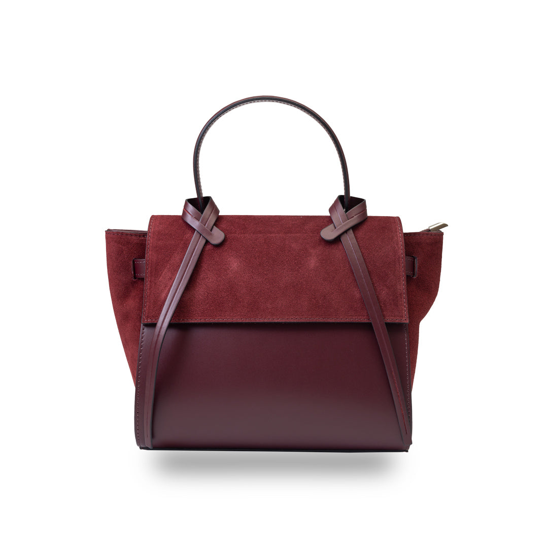 Borsa da donna in camoscio naturale bordeaux Erika