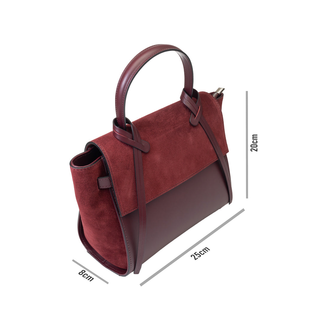 Borsa da donna in camoscio naturale bordeaux Erika