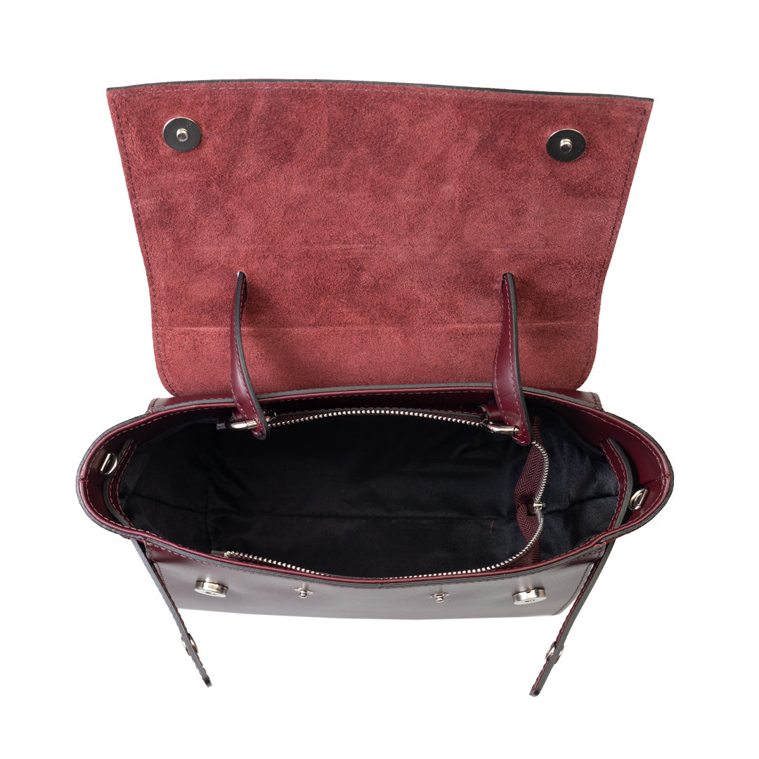 Women's bag made of burgundy natural suede leather Erika