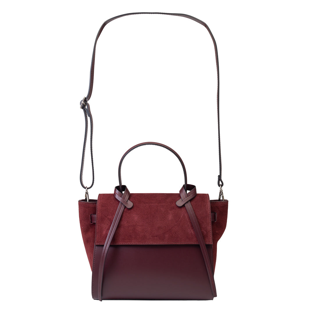 Women's bag made of burgundy natural suede leather Erika