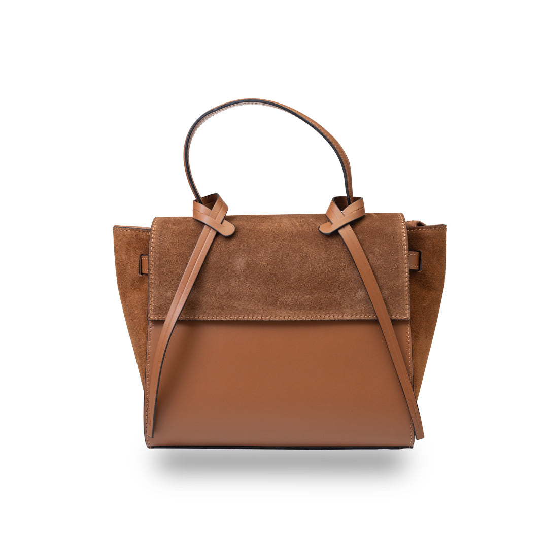 Borsa da donna in pelle scamosciata naturale marrone Erika