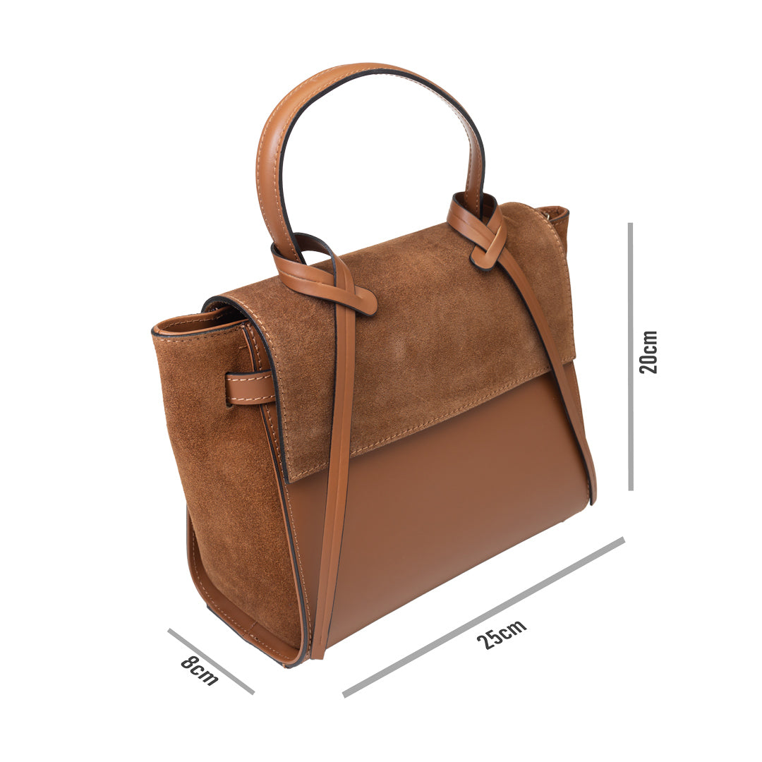 Borsa da donna in pelle scamosciata naturale marrone Erika