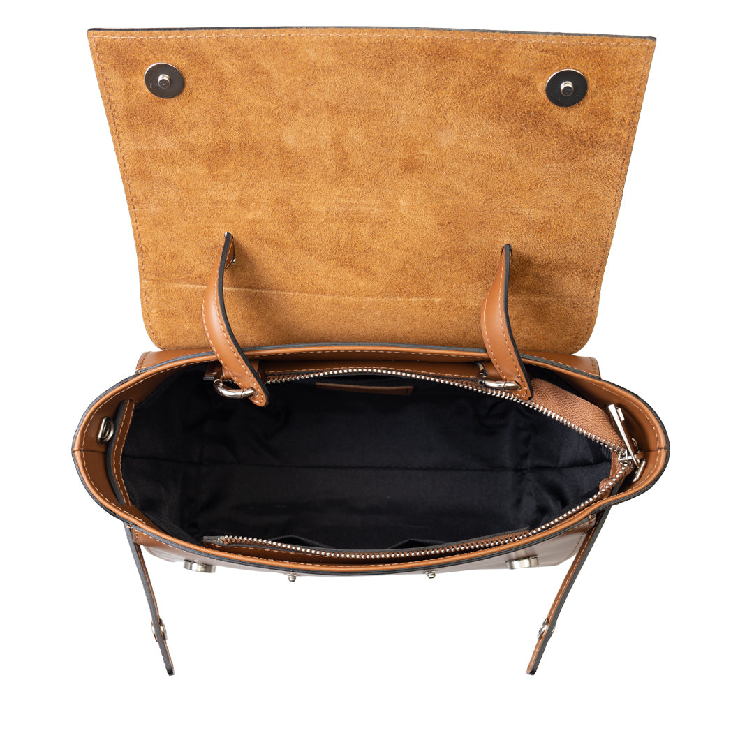 Borsa da donna in pelle scamosciata naturale marrone Erika