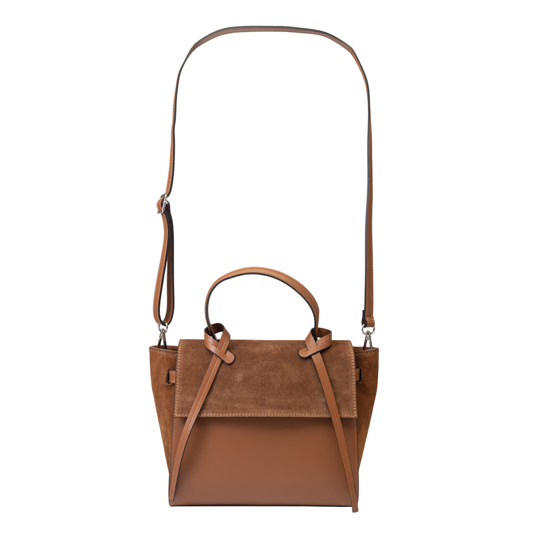 Borsa da donna in pelle scamosciata naturale marrone Erika