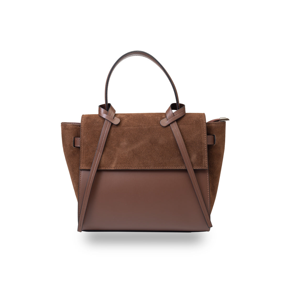 Borsa da donna in pelle scamosciata naturale marrone scuro Erika