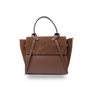 Borsa da donna in pelle scamosciata naturale marrone scuro Erika