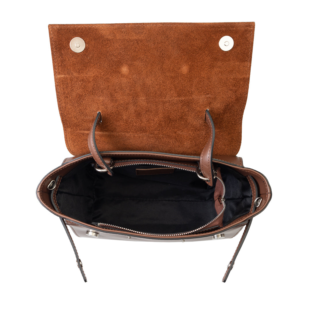 Borsa da donna in pelle scamosciata naturale marrone scuro Erika