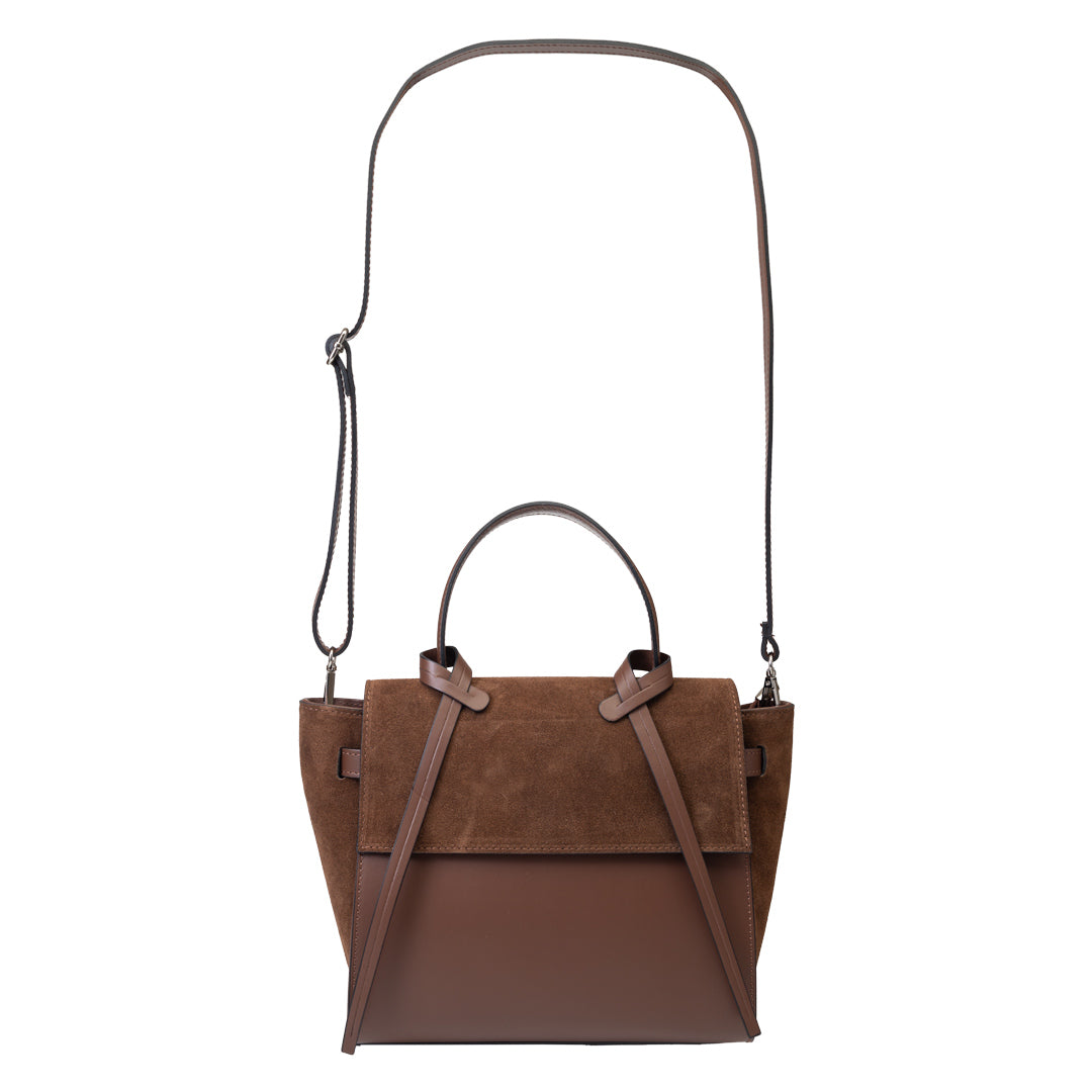 Borsa da donna in pelle scamosciata naturale marrone scuro Erika