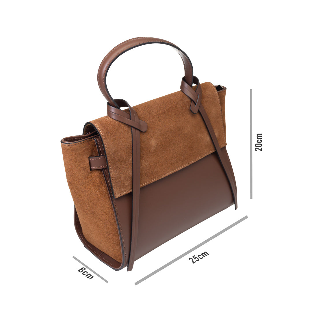 Borsa da donna in vera pelle marrone-marrone Erika