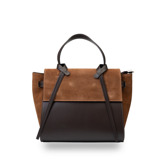 Borsa da donna in vera pelle marrone-marrone scuro Erika