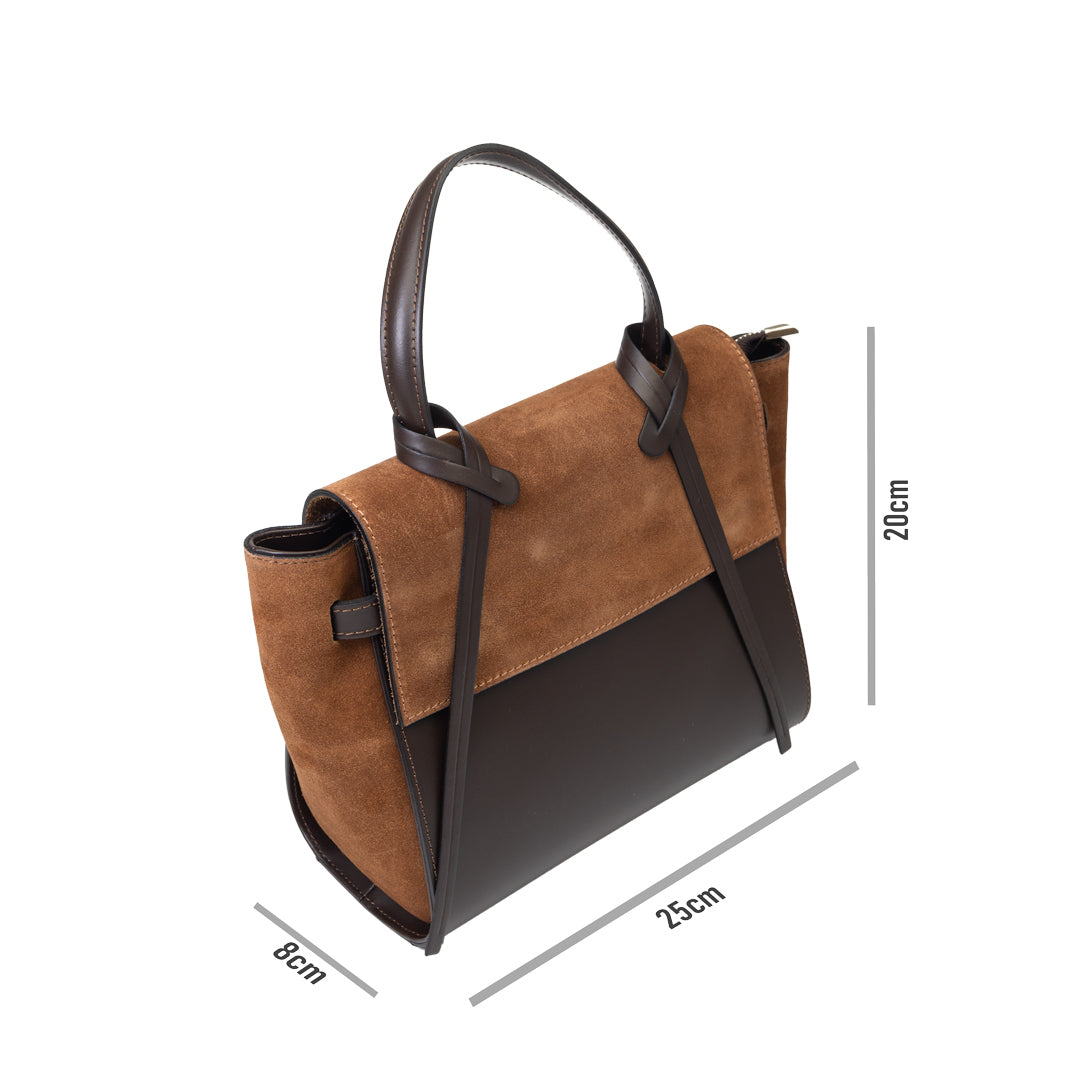 Borsa da donna in vera pelle marrone-marrone scuro Erika