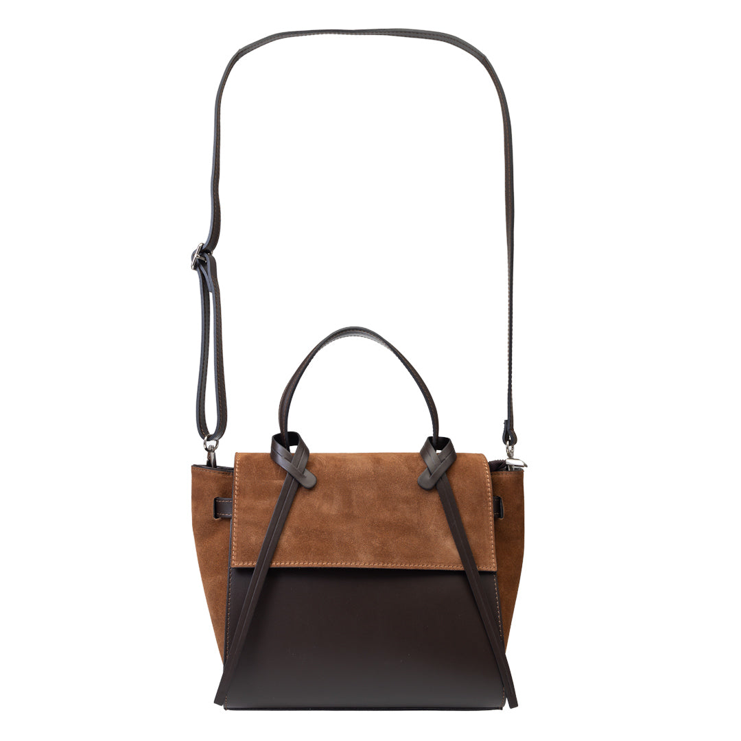 Borsa da donna in vera pelle marrone-marrone scuro Erika