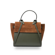 Borsa da donna in vera pelle marrone-verde militare Erika