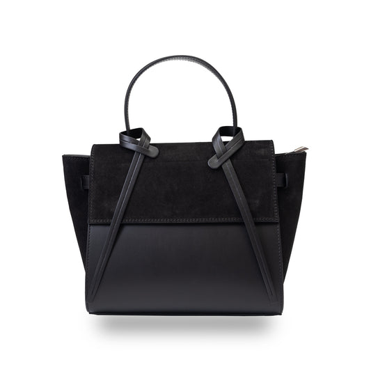 Borsa da donna in pelle scamosciata naturale nera Erika
