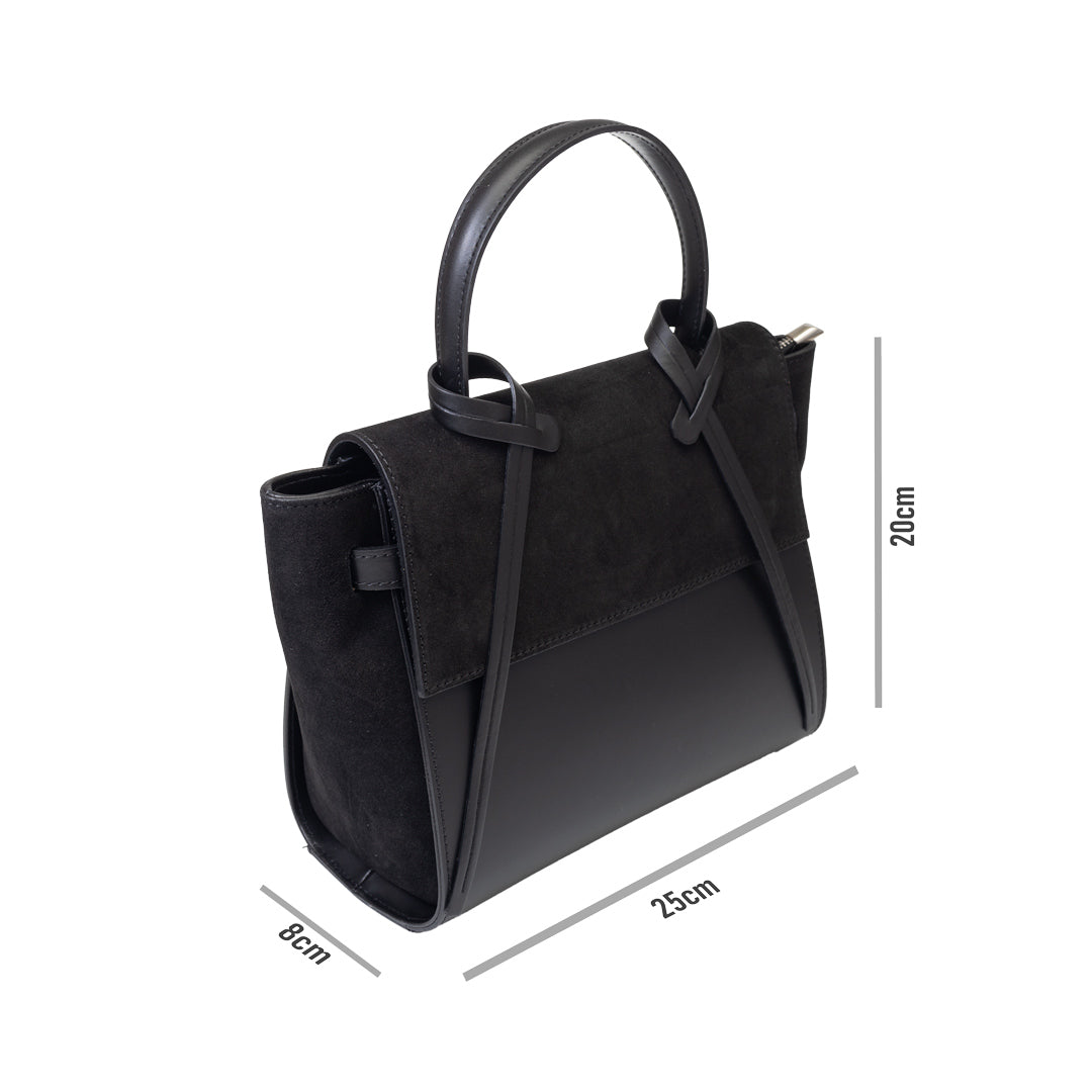 Borsa da donna in pelle scamosciata naturale nera Erika